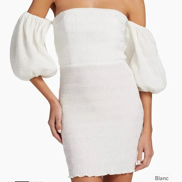 L'IDEE Dress Womens 6 White Sirene Mini Puff Sleeve - Saks